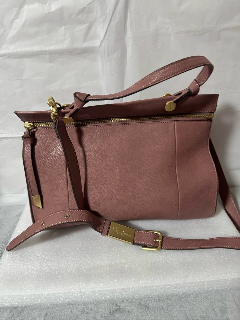 Foley + Corinna Mauve Leather Shoulder Bag with Gold Hardware